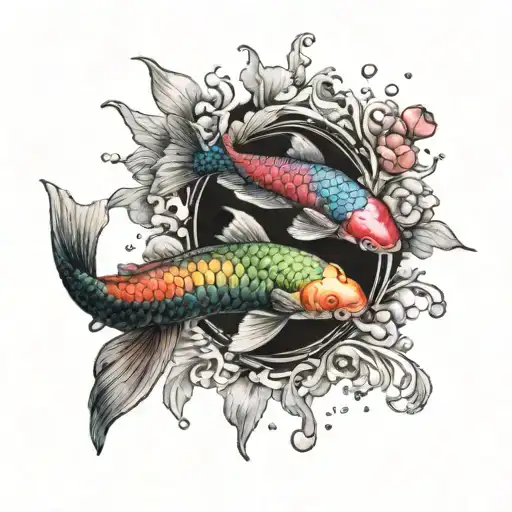 A Realistic Tattoo Of A Koi Fish Eating A Rainbow