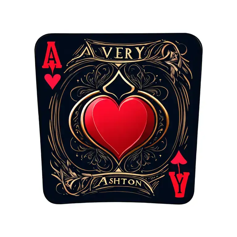 Ace Of Hearts Playing Card To Represent Avery And Ashton Names