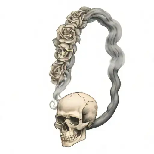 Skull With Roses And Smoke