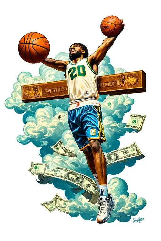 Basketball Christian Cross Money Clouds