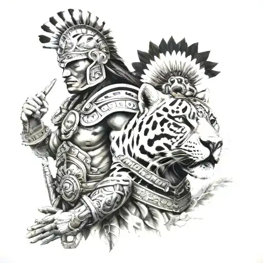 Aztec And Jaguar Warrior
