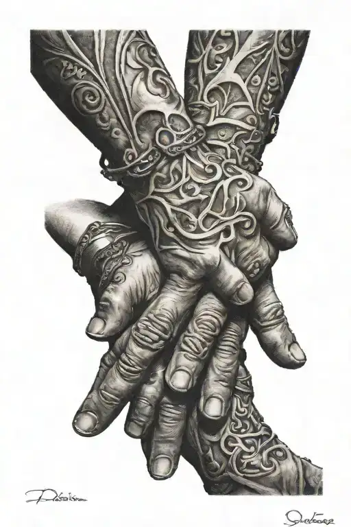 A Father Daughters Holding Hands