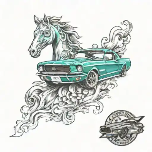 Simple Teal Mustang Car