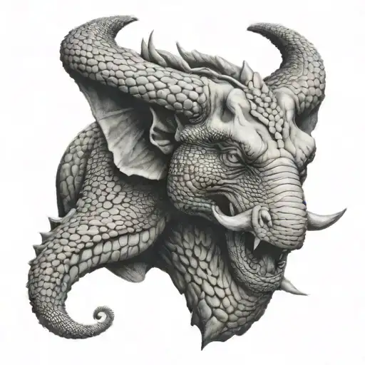 A Dragon With Elephant Feature Two Faces Side