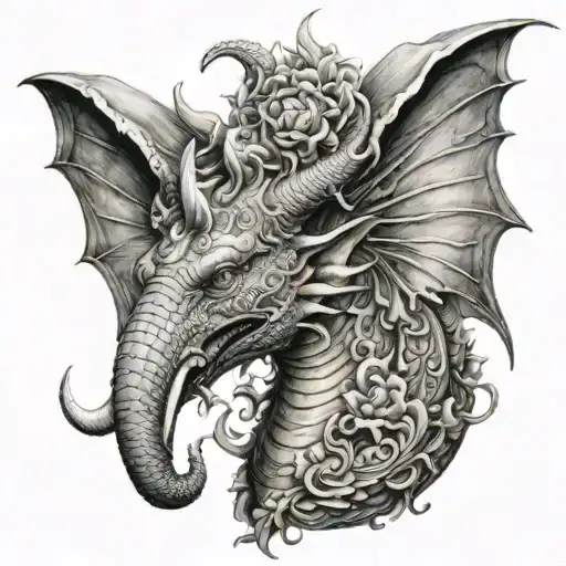 A Feminine Dragon With Elephant Features