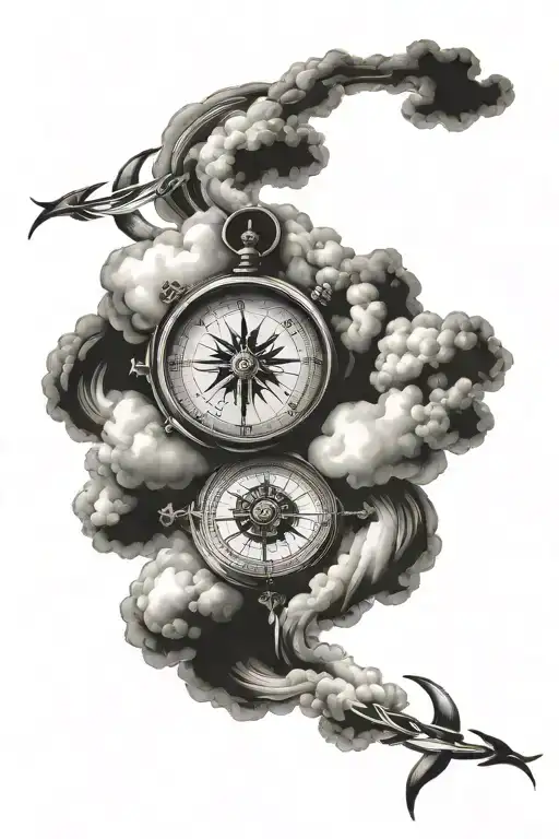 Clouds All Around A Compass Infinity Symbol