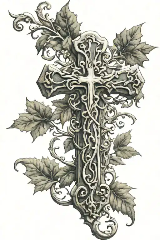 Cross With Thorn Vine Wrapping