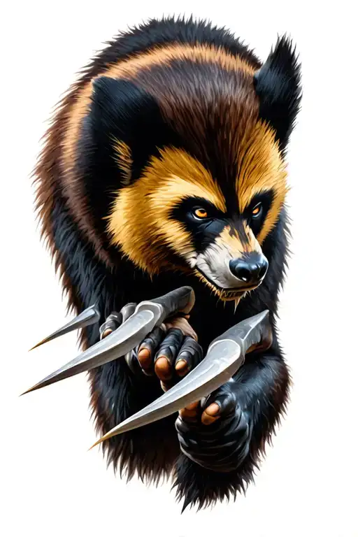 A Gentle Wolverine Animal In The Wild Showing Its Claws