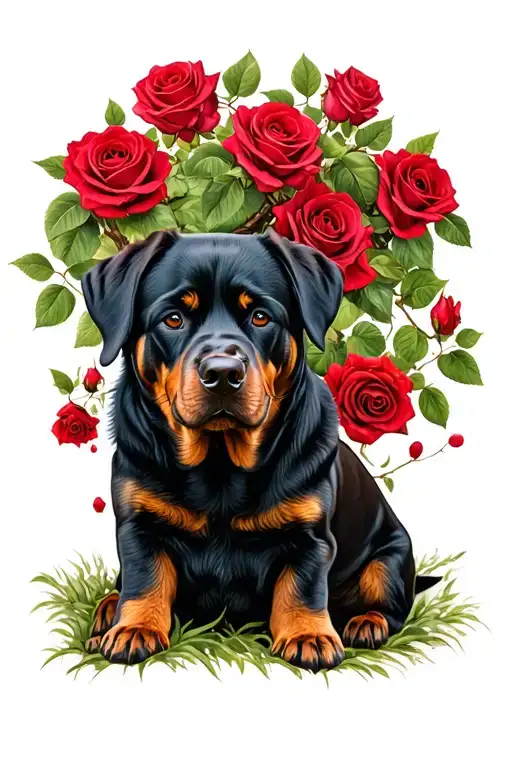 Rottweiler Dog Family Tree Red Roses Growing