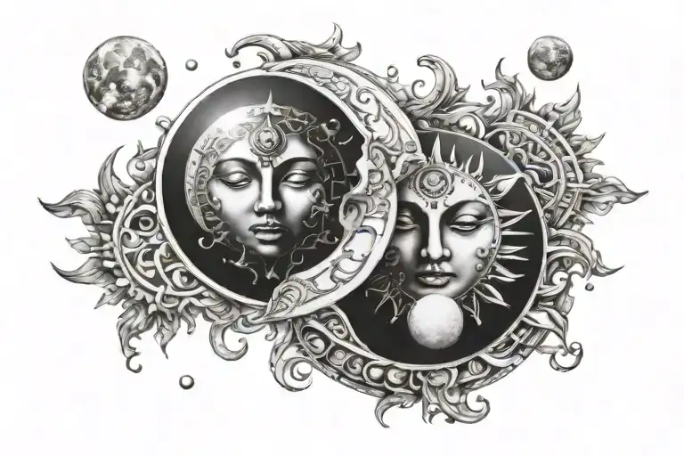 Sun And Moon Phases Intertwined