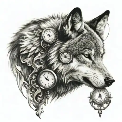 Wolf With Clock On Top