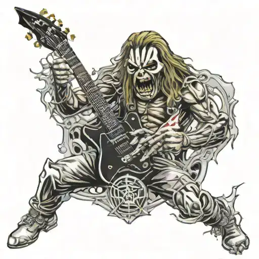 Eddie Iron Maiden Play Guitar Horor Style