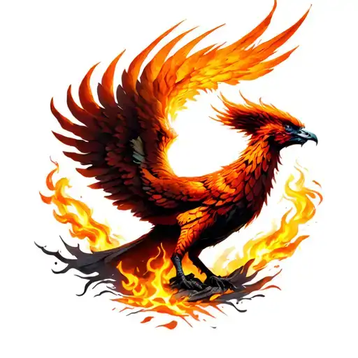 Phoenix Rising From The Ashes Symbolizing Rebirth