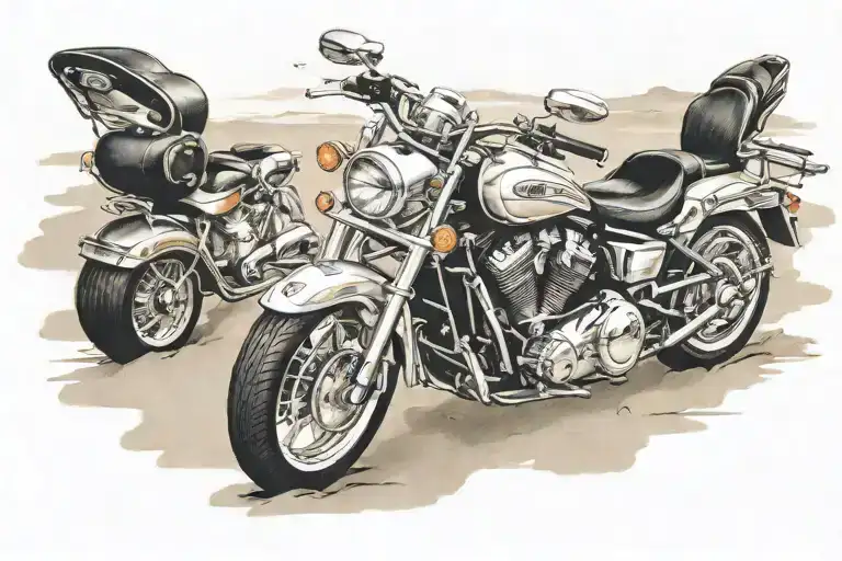 Sports Bike With Golf Clubs On The Beach