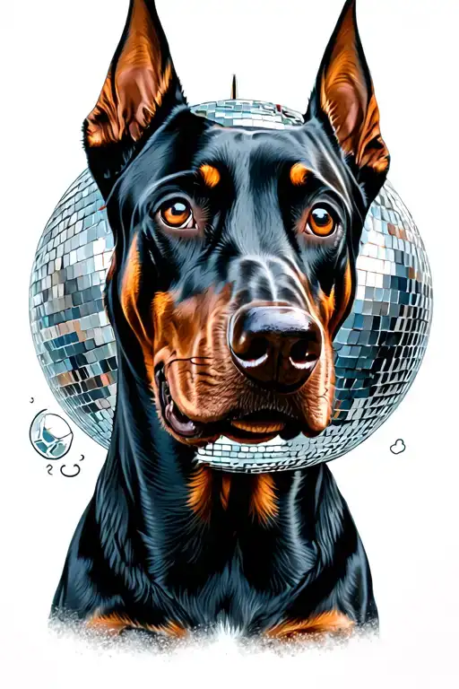 A Design With Doberman Dog Disco Ball