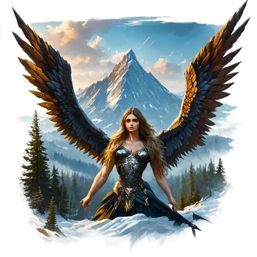 A Big Forest And And Montain And You Can See A Valkyrie In The Sky