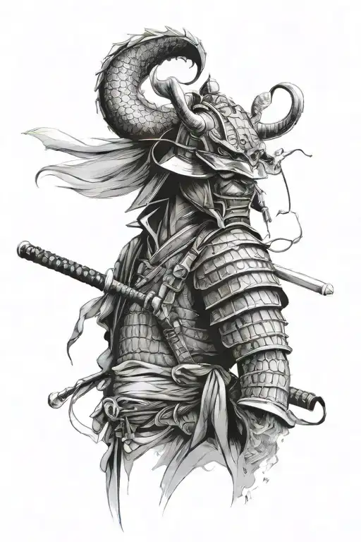 Samurai With Helmet With Dragon Wrapped