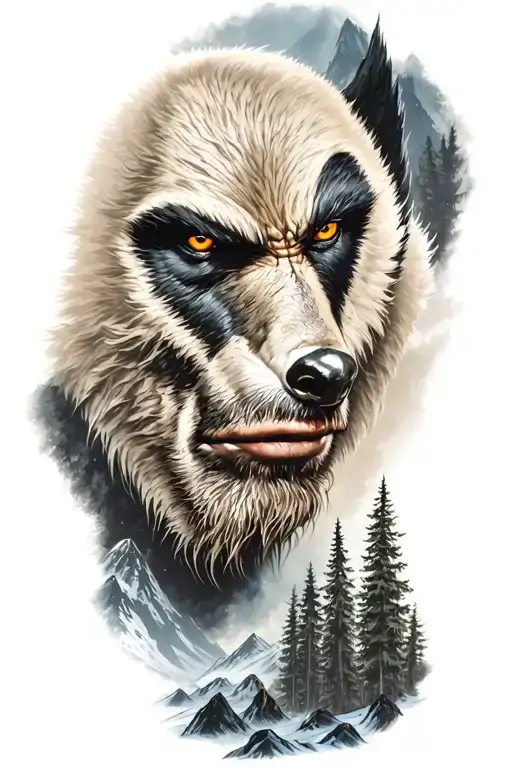 Wolverine And Woods And Mountains