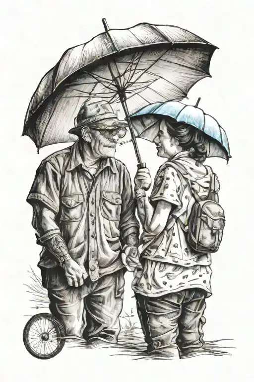 Mom And Dad Holding Umbrella
