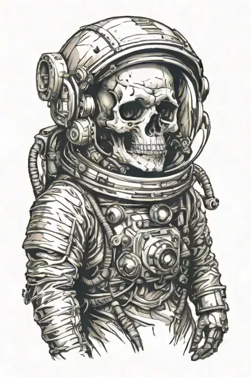 Skull In An Astronaut's Helmet
