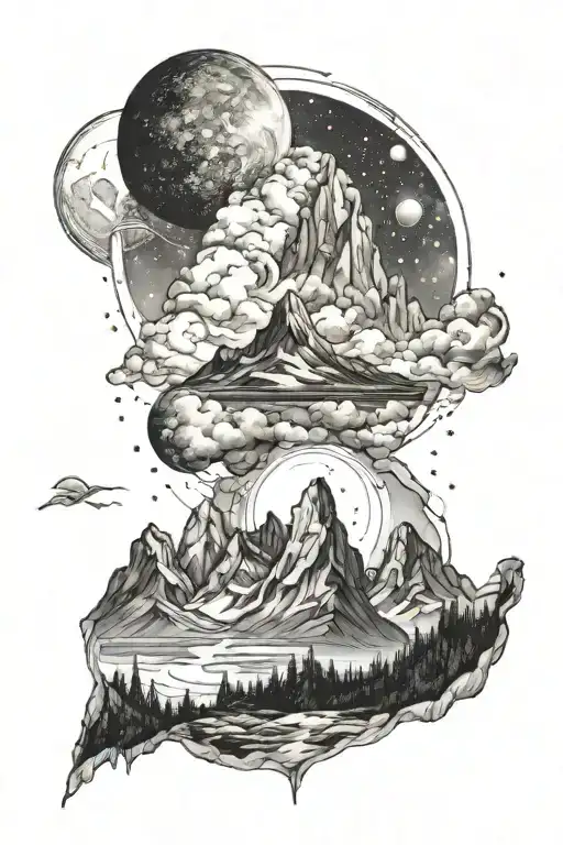 Galaxy And Mountains