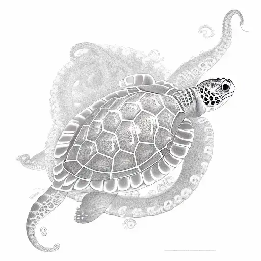 Turtle Jelly Fish And Octopus