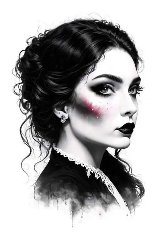 Realistic Portrait Vampier Women Face