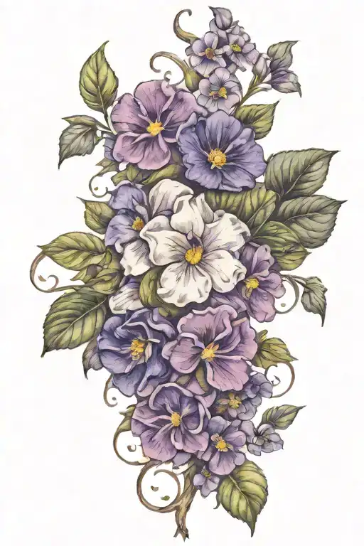 Violet And Primroses Surrounding