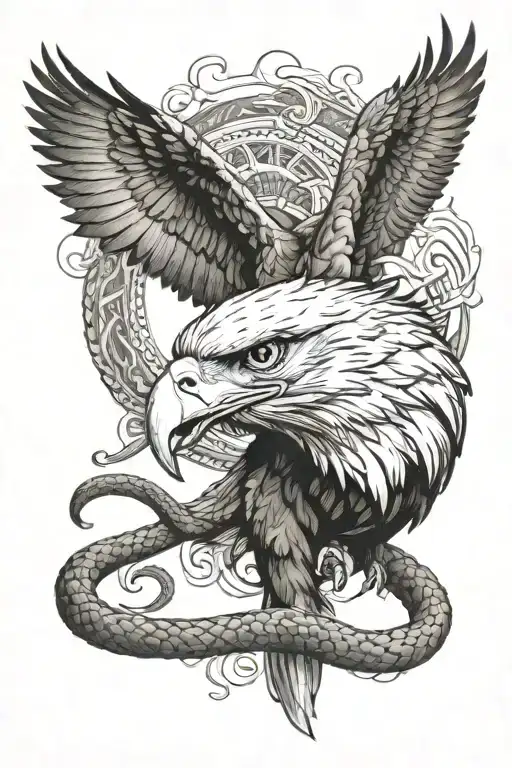 Eagle Fighting A Snake