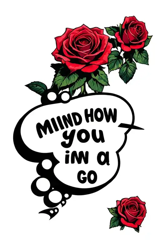Mind How You Go In A Speech Bubble With Roses