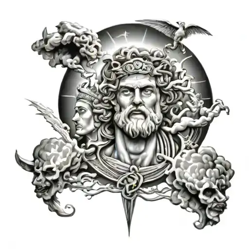 Greek Gods In The Sky With Lightning