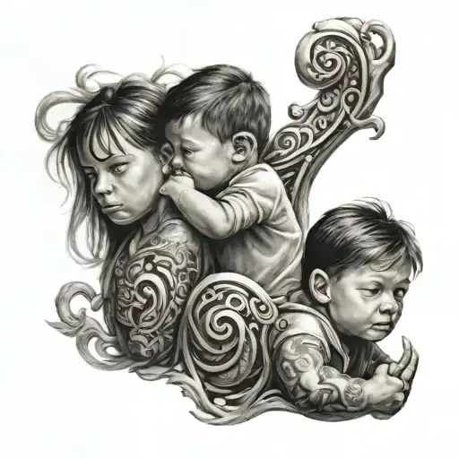 Bicep Sleeve With 3 Kids Names Intertwined