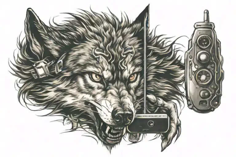 Angry Wolf Look Looking Straight Ahead Showing Eyes Looking At Cell Phone Screen