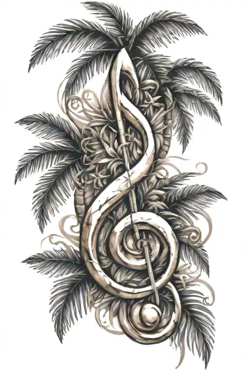 A Treble Clef And Palm Trees