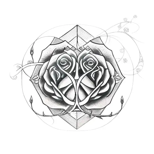 Sagittarius Symbol With Roses And Vines