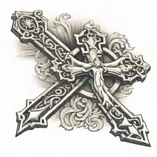 Catholic Cross With Letter E