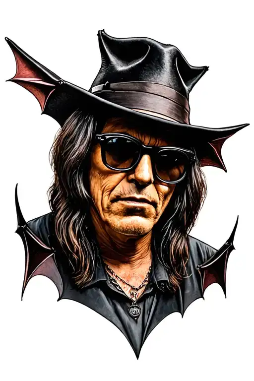 Realistic Bat Wearing Ozzy Osbourne's Hat And Glasses