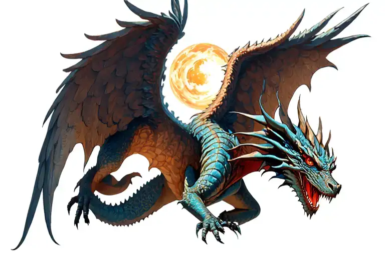 Angel And Demon Under A Tori Sol Dragon Soaring High