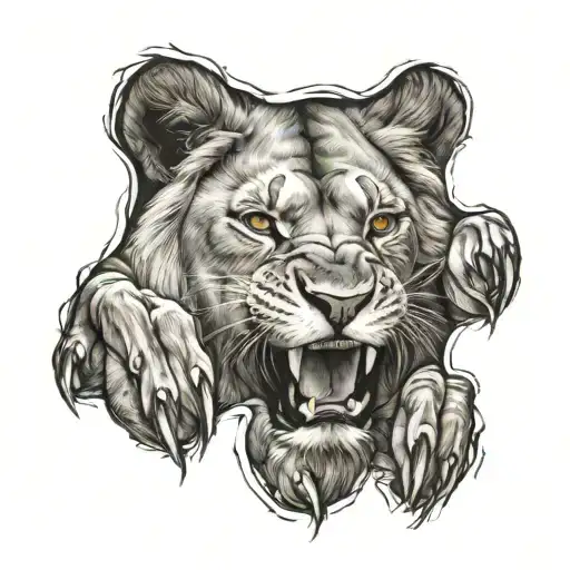 Lion Paw Ripping Through Skin Opening