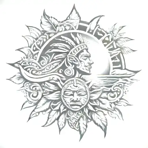 Polynesian With Sun Rising Sun