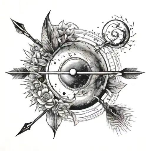 Arrow With Sun And Moon And Ying Yang