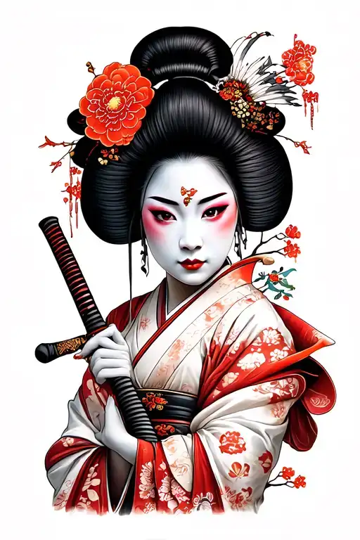 Geisha Holding A Katana