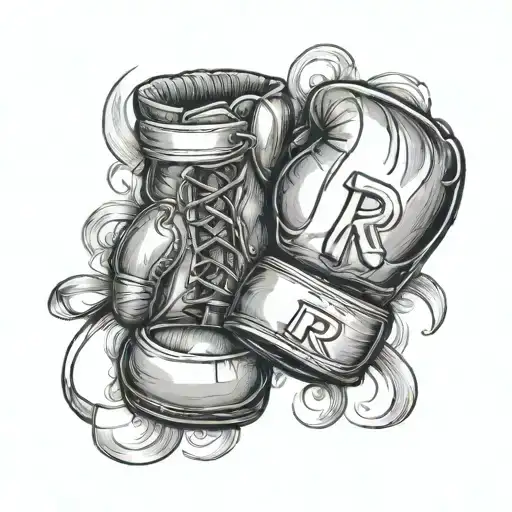 A Letter R With Boxing Gloves Aroung It