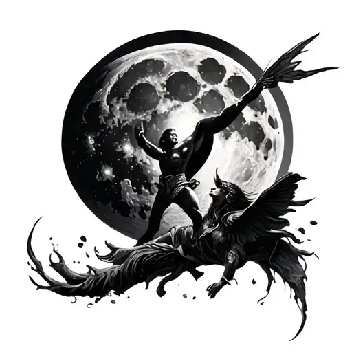 Moon Fighting To Go To The Sun