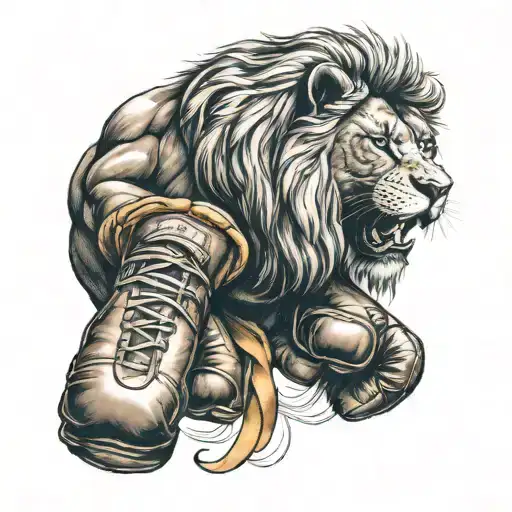 A Letter R With Boxing Gloves Aroung It And A Lion On The Glove