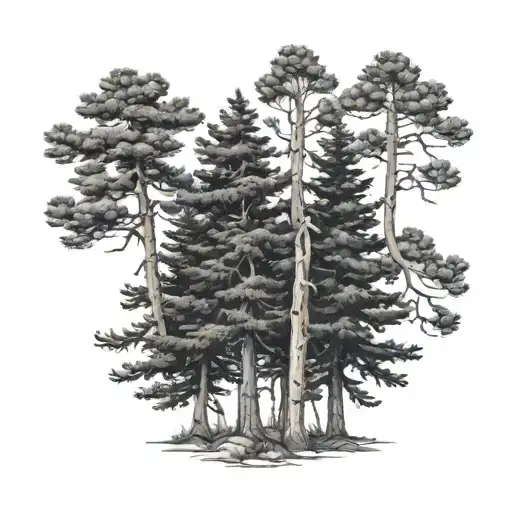Three Pinetrees With Shading