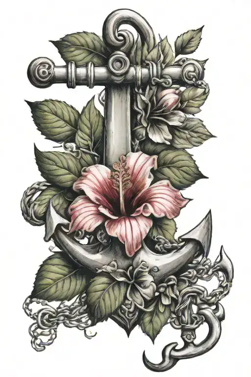 Anchor With Hibiscus Flower