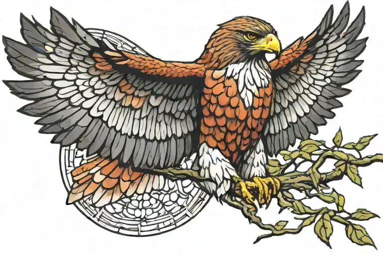 Stained Glass Red Tail Hawk