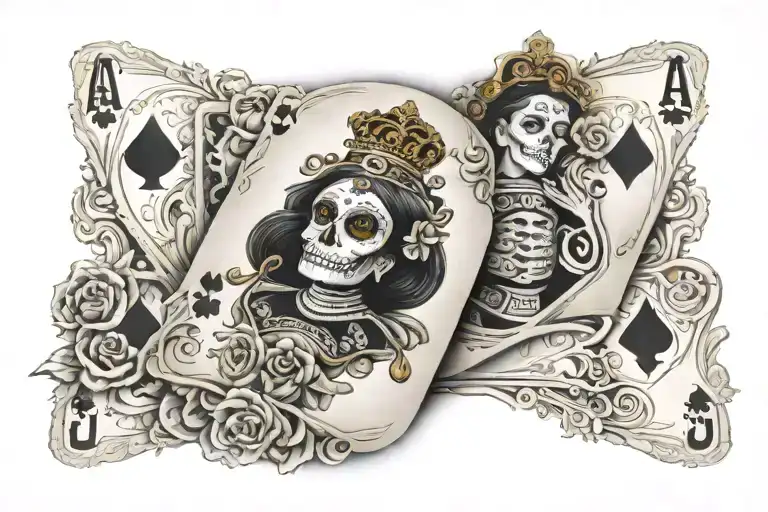 Playing Card Queen Of Spades Santa Muertei