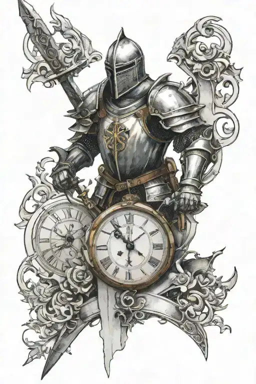 Knight Holding A Sword With A Broken Clock Face